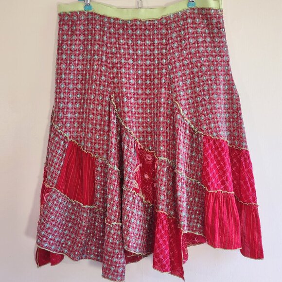 Johnny Was Boho Tiered Floral Patchwork Midi Skirt Flowy Hippie Size Small - Picture 5 of 14